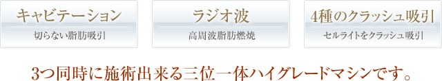 キャビテーション・ラジオ波・4種のクラッシュ吸引