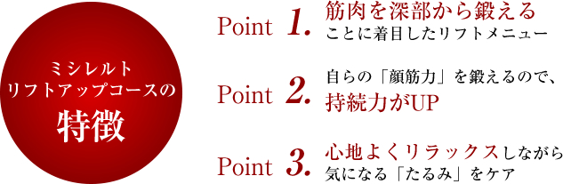 ミシレルトリフトアップコースの特徴